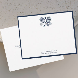 Cartão De Agradecimento Tênis Rackets Icon Club Nome Marinho Bordas Azuis