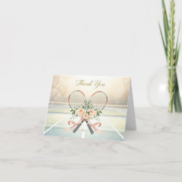 Cartão De Agradecimento Tennis thank you card with flowers for wedding