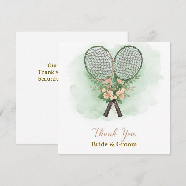 Cartão De Agradecimento Tennis Wedding Thank You Card  (Frente/Verso)