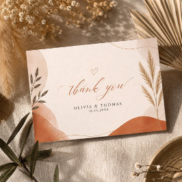 Cartão De Agradecimento Terra Boho Moderno Script Terracota Casamento
