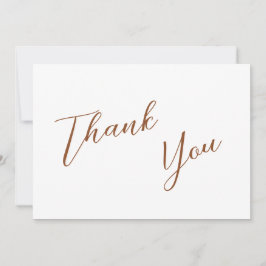 Cartão De Agradecimento Terra Cotta e Casamento Simples Branco Minimalista