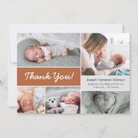 Terra cotta Orange Photo Collage Baby Boy Birth