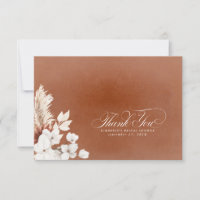 Terracota Branco Floral Boho Pequeno Obrigado