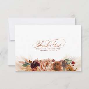 Cartão De Agradecimento Terracota Floral Boho Pequeno Obrigado