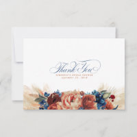 Terracotta Azul Marinho Floral Boho Pequeno Obriga