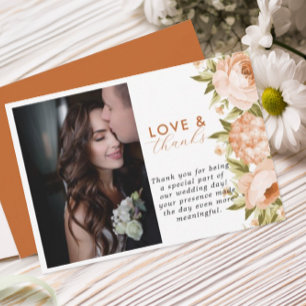 Cartão De Agradecimento Terracotta Blooming Rosa Hydrangea Casamento Flora