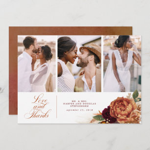 Cartão De Agradecimento Terracotta Boho Casamento Obrigado 3 Fotos