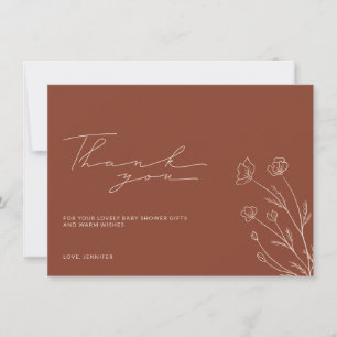 Cartão De Agradecimento Terracotta Burnt Orange Ivory BeigChá de fraldas