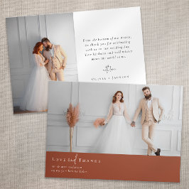 Cartão De Agradecimento Terracotta Burnt Orange Photo Wedding