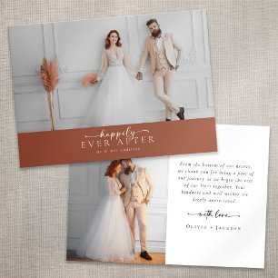 Cartão De Agradecimento Terracotta Burnt Orange Photo Wedding