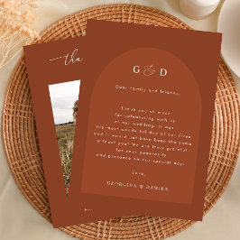 Cartão De Agradecimento Terracotta Coriander Boho Foto Monograma Casamento