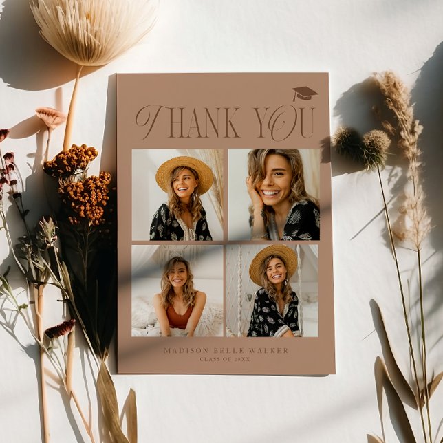 Cartão De Agradecimento Terracotta Elegance Graduação Obrigado Collage (Criador carregado)