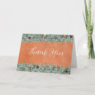 Cartão De Agradecimento Terracotta Eucalipto Borgonha Laranja Floral