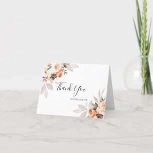 Cartão De Agradecimento Terracotta Floral Burnt Orange Boho Casamento outo