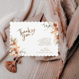 Cartão De Agradecimento Terracotta Floral Scalloped Graduation Thank You  