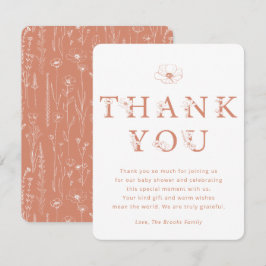 Cartão De Agradecimento Terracotta Floral Thank You Card | Baby Shower