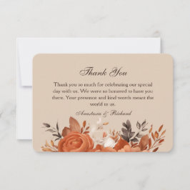 Cartão De Agradecimento Terracotta leve e Casamento Laranja Queimado