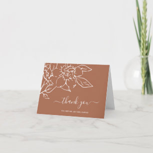 Cartão De Agradecimento Terracotta Line Art Floral Elegante Casamento