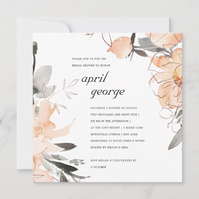 CARTÃO DE AGRADECIMENTO TERRACOTTA ORANGE FLORANGE CHÁ DE PANELA INVITE (Frente)