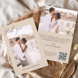 Cartão De Agradecimento Terracotta QR Code Casamento Obrigado Foto