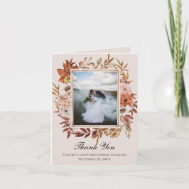 Cartão De Agradecimento Terracotta Rust Boho Rosa Floral Casamento Foto 