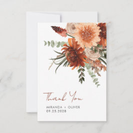 Cartão De Agradecimento Terracotta Rust Boho Watercolor Casamento Floral