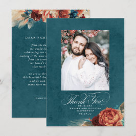 Cartão De Agradecimento Terracotta Teal Blue Weding Obrigado Foto