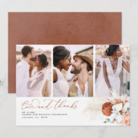 Terracotta Tropical Pampas Grass Casamento Obrigad