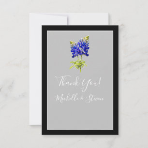 Cartão De Agradecimento Texas Bluebonnets na Cinza da Luz, Casamento da pr