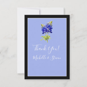 Cartão De Agradecimento Texas Bluebonnets no Slate Blue, Casamento da prim
