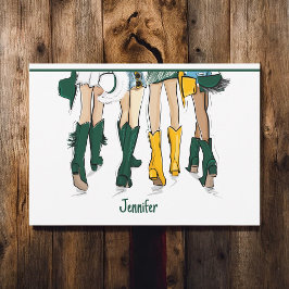 Cartão De Agradecimento Texas Damas Fashion Cowboy Boot Verde Dourado