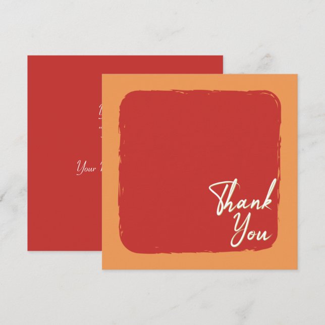 Cartão De Agradecimento Texto abstrato Laranja Vermelho e Branco (Frente/Verso)