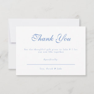 Cartão De Agradecimento Texto Azul Casamento Branco Obrigado