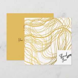 Cartão De Agradecimento Texto branco e preto Dourado elegante