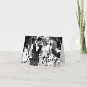 Cartão De Agradecimento Texto de Pincel Obrigados de Amor Preto e Branco N