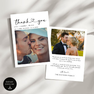 Cartão De Agradecimento Texto de Script Simples e Casamento de Foto Obriga