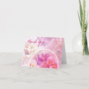 Cartão De Agradecimento Texto Manuscrito à Mão Obrigado Rosas Aquarela Chi