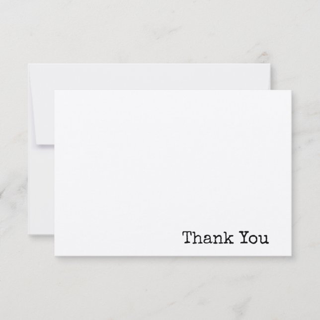 Cartão De Agradecimento texto minimalista de máquina de escrever em papel  (Frente)