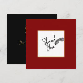Cartão De Agradecimento Texto preto e vermelho simples