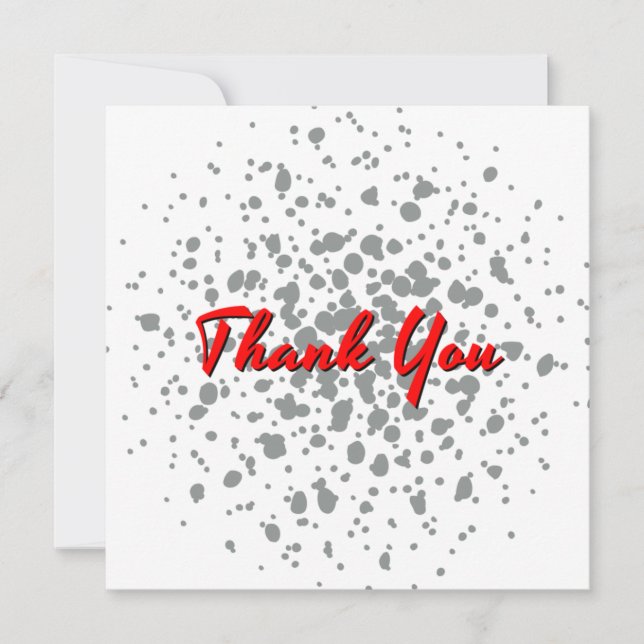 Cartão De Agradecimento Texto Vermelho dos Pontos de Explosão de Cinza Chi (Frente)