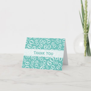 Cartão De Agradecimento Thank You 60th Birthday Number Pattern Teal/White