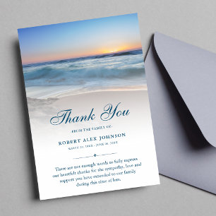 Cartão De Agradecimento Thank You Beach Funeral Photo Sympathy Grief Blue