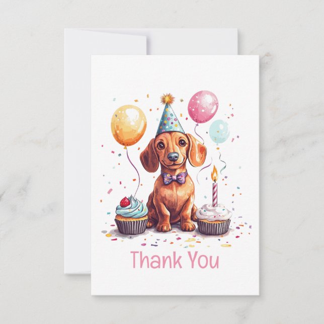 Cartão De Agradecimento Thank You Birthday Dachshund Dog  (Frente)