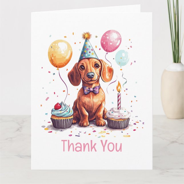 Cartão De Agradecimento Thank You Birthday Dachshund Dog  (Frente)