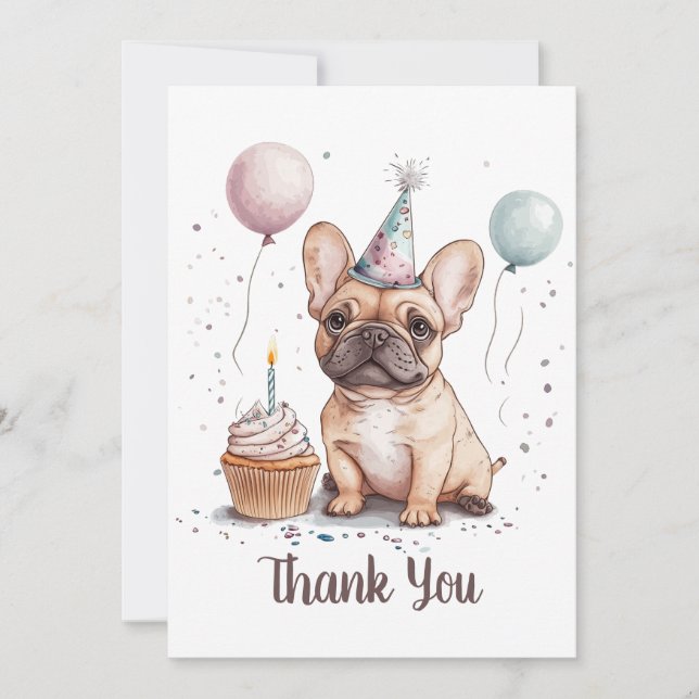 Cartão De Agradecimento Thank You Birthday French Bulldog (Frente)