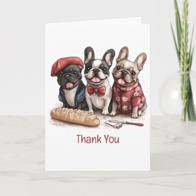 Cartão De Agradecimento Thank You Bonjour French Bulldogs (Frente)