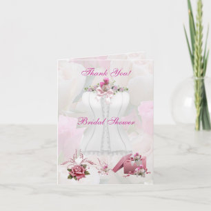 Cartão De Agradecimento Thank You Bridal Shower Floral White Pink Corset