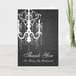 Cartão De Agradecimento Thank You Bridesmaid Chandelier Black