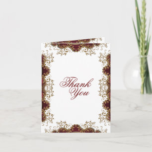 Cartão De Agradecimento "Thank you" burgundy vintage wedding