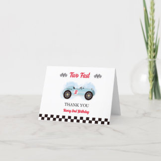 Cartão De Agradecimento Thank you card 2nd Birthday Too Fast, Vintage Race